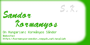 sandor kormanyos business card
