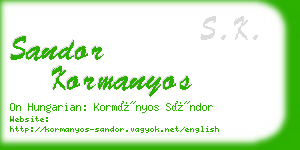 sandor kormanyos business card